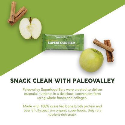 Paleovalley Superfood Bars – Apple Cinnamon– 10 Pack – 9g Protein per Bar – Gluten-Free, Grain-Free, Paleo, Non-GMO – On-the-Go Snack - Maple Wellness Supplements
