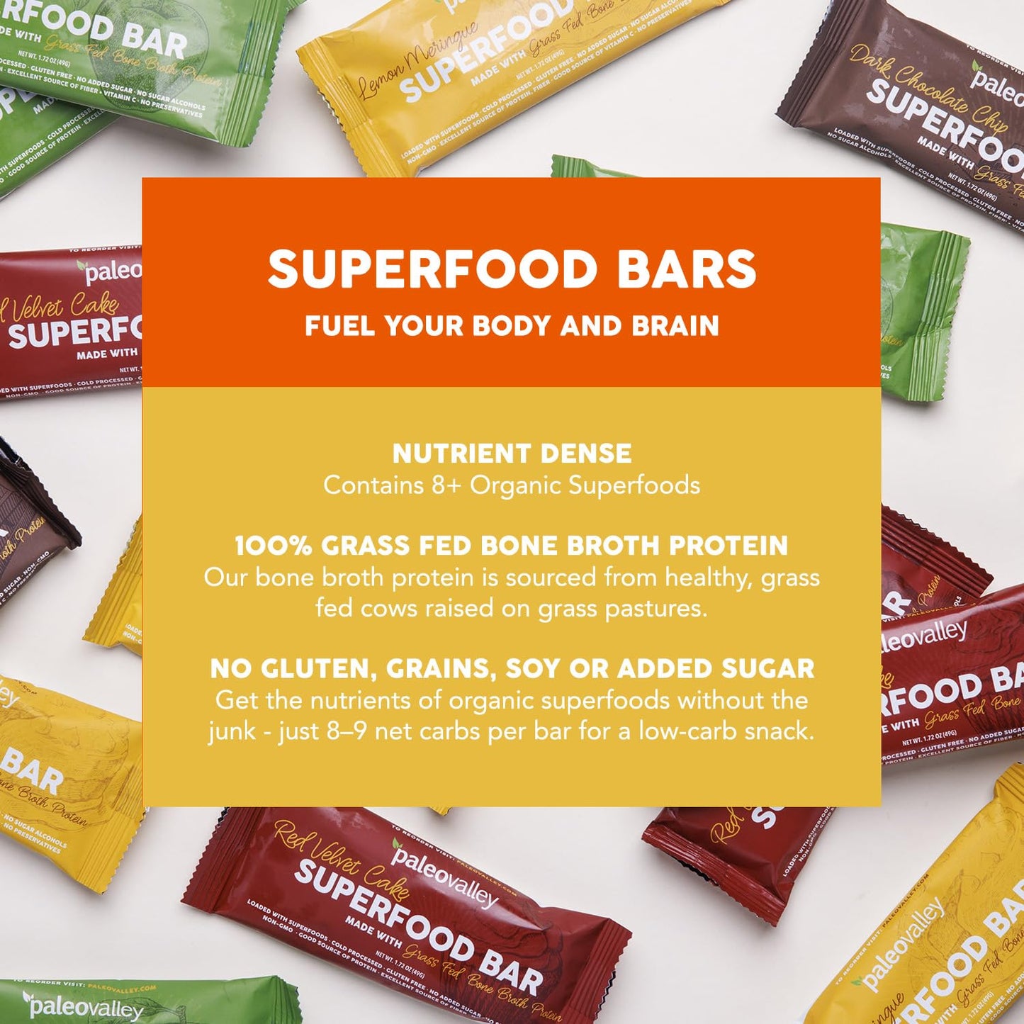 Paleovalley Superfood Bars – Lemon Meringue– 10 Pack – 9g Protein per Bar – Gluten-Free, Grain-Free, Paleo, Non-GMO – On-the-Go Snack - Maple Wellness Supplements