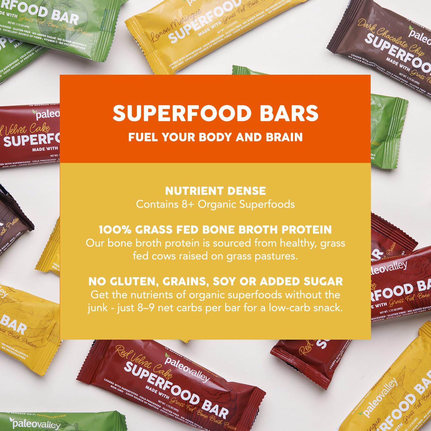 Paleovalley Superfood Bars – Lemon Meringue– 10 Pack – 9g Protein per Bar – Gluten-Free, Grain-Free, Paleo, Non-GMO – On-the-Go Snack - Maple Wellness Supplements