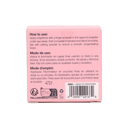 Palladio Under Eye Brightener, Conceal, Brightens, Reduces Appearance of Dark Circles, With Caffeine Peptides & Vitamin E, Tired Skin Color Correcting Brightener & Primer, Light to Medium (Soft Pink) - Maple Wellness Supplements