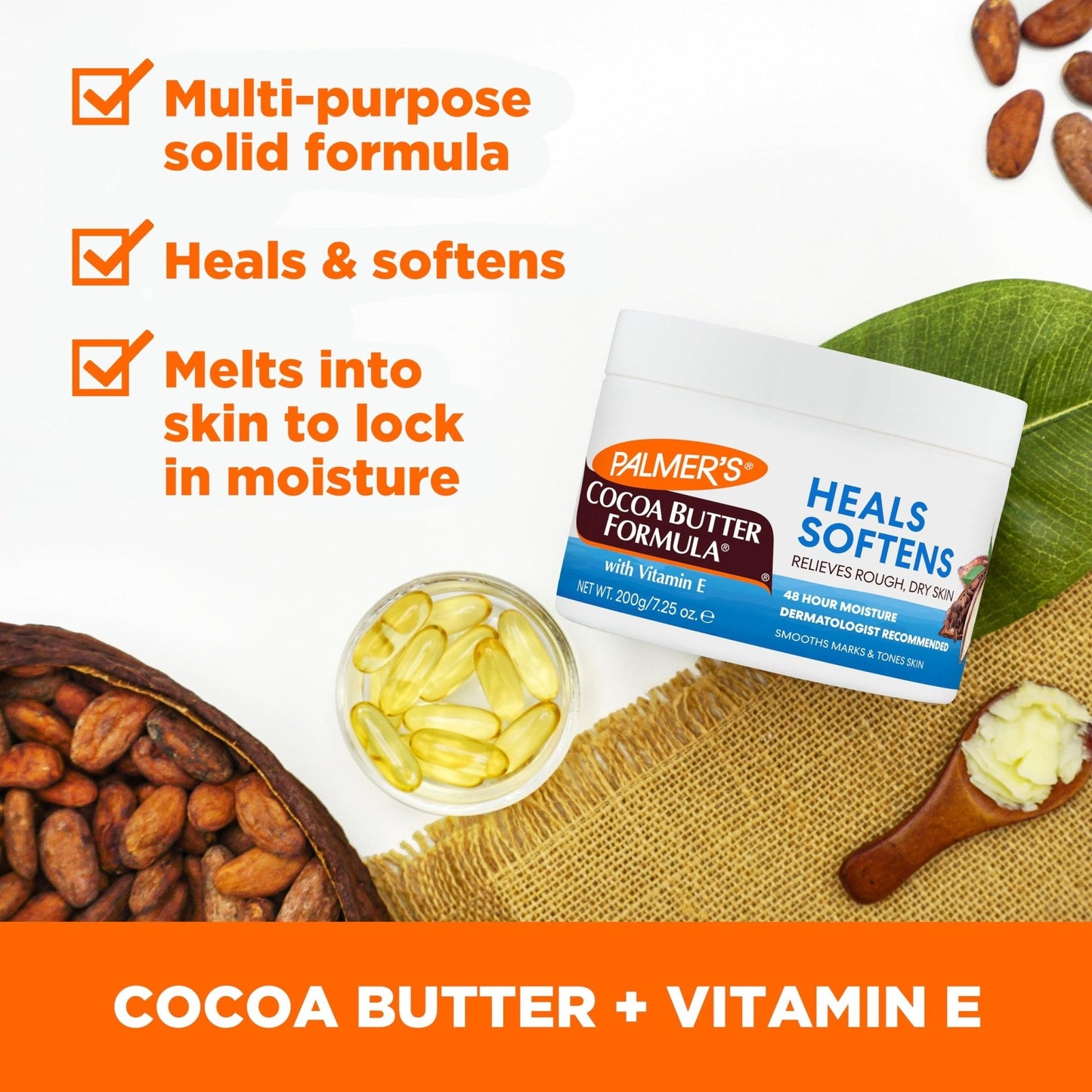Palmer's Cocoa Butter Formula Daily Skin Therapy Solid Lotion with Vitamin E, Body Moisturizer for Extremely Dry Skin - Maple Wellness Supplements