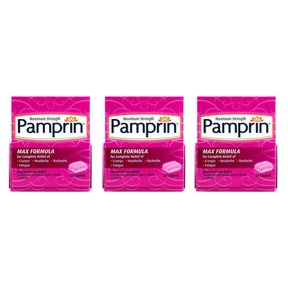 Pamprin Maximum Strength Formula, 24 Caplets (Pack of 3) - Maple Wellness Supplements