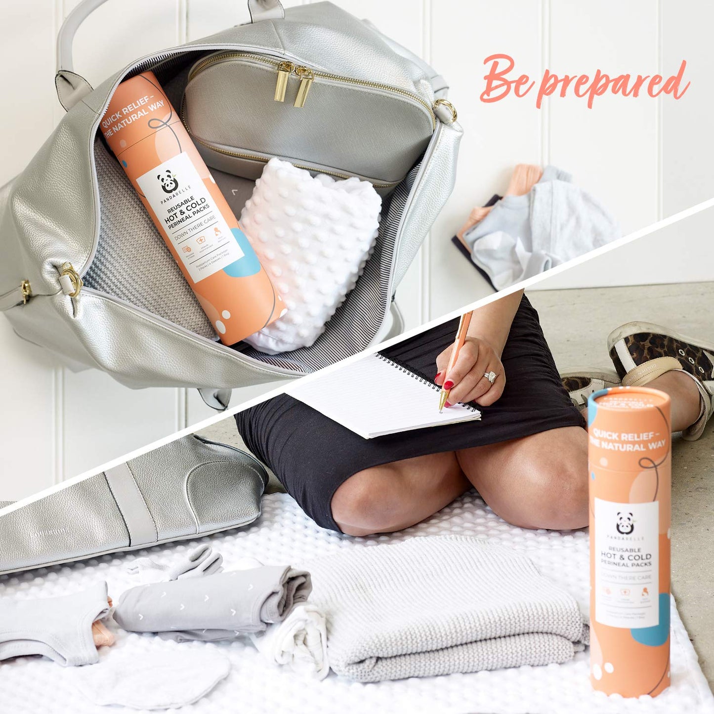 Pandabelle Hot & Cold Reusable Perineal Ice Pack with 4 Washable Cotton Sleeves & Carry Bag for Postpartum Perineal Pain, Hemorrhoids, C-Section Scar, Breastfeeding, Post-Waxing Hair Removal & More - Maple Wellness Supplements