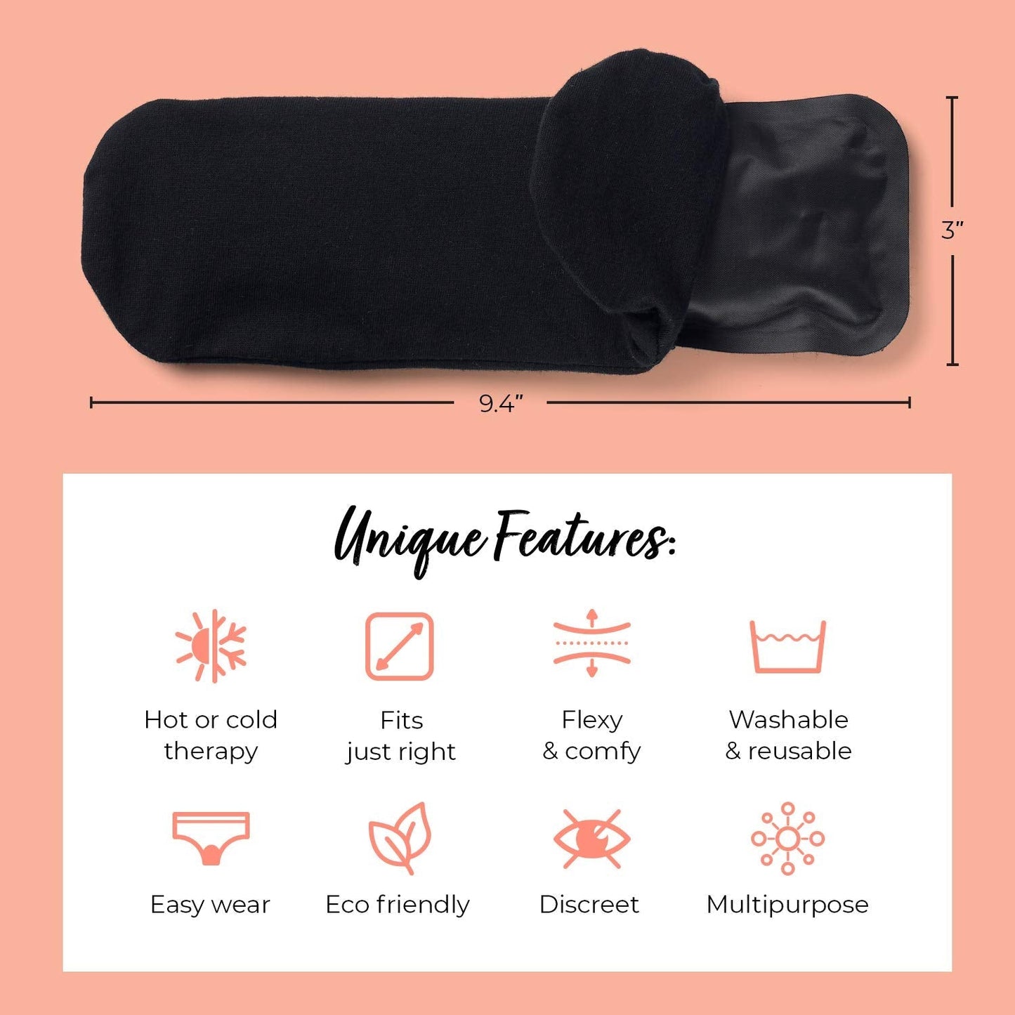 Pandabelle Hot & Cold Reusable Perineal Ice Pack with 4 Washable Cotton Sleeves & Carry Bag for Postpartum Perineal Pain, Hemorrhoids, C-Section Scar, Breastfeeding, Post-Waxing Hair Removal & More - Maple Wellness Supplements