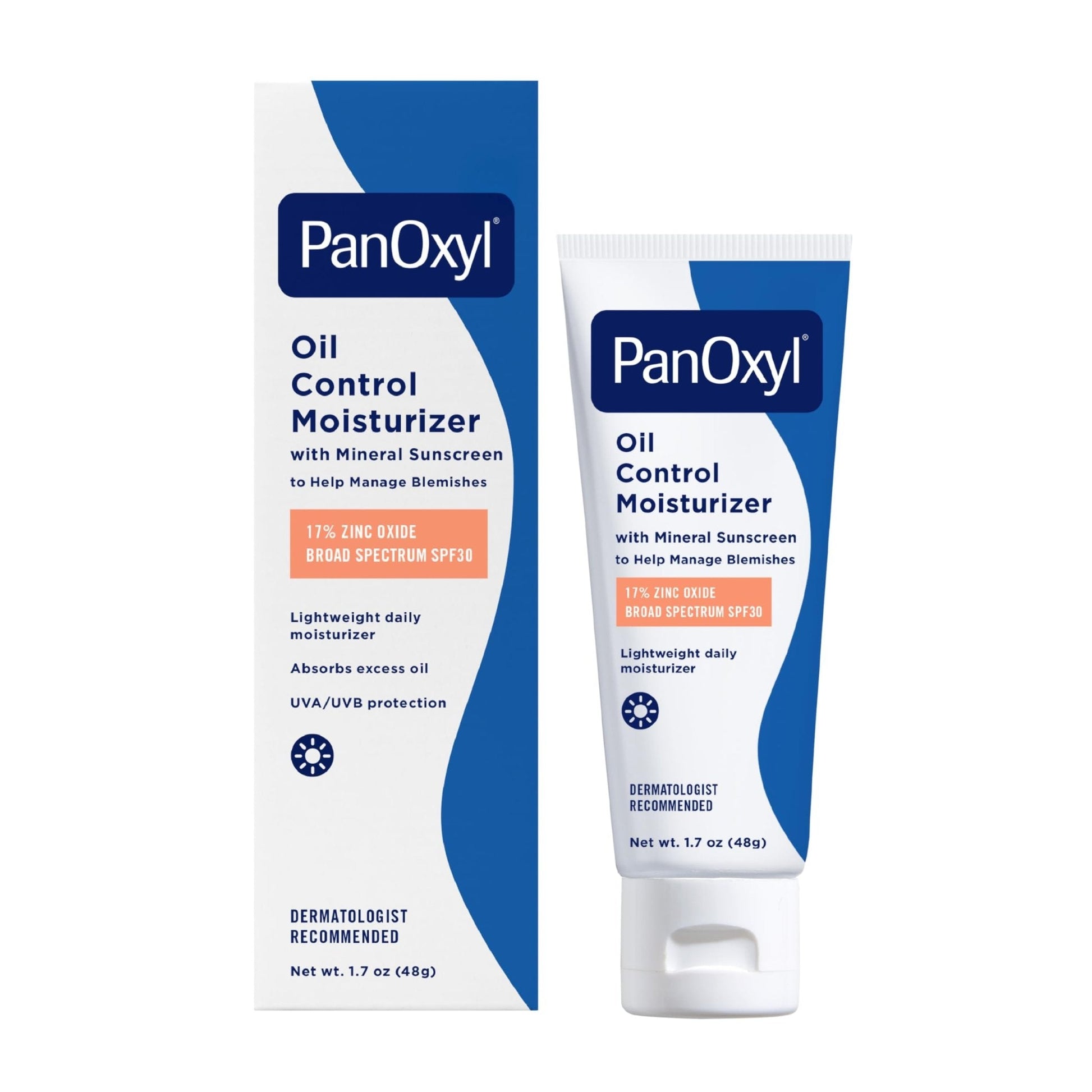 PanOxyl AM Oil Control Moisturizer, NEW Sheer Formula, Absorbs Excess Oil and Reduces Shine, with Mineral Sunscreen for Acne Prone and Oily Skin - SPF 30-1.7 oz - Maple Wellness Supplements