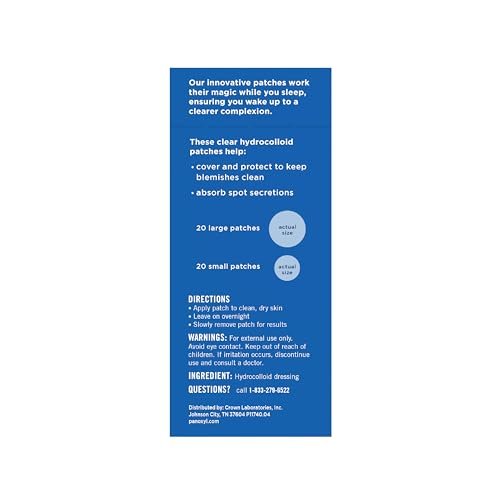 PanOxyl PM Overnight Spot Patches, Advanced Hydrocolloid Healing Technology, Fragrance Free, 40 Count Pack of 1 - Maple Wellness Supplements
