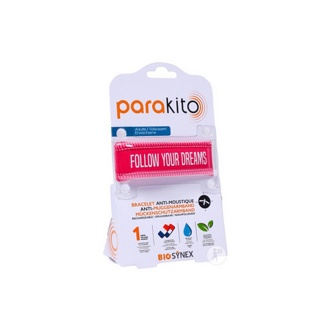 Parakito pink "Follow your dreams" rechargeable mosquito repellent bracelet - Maple Wellness Supplements