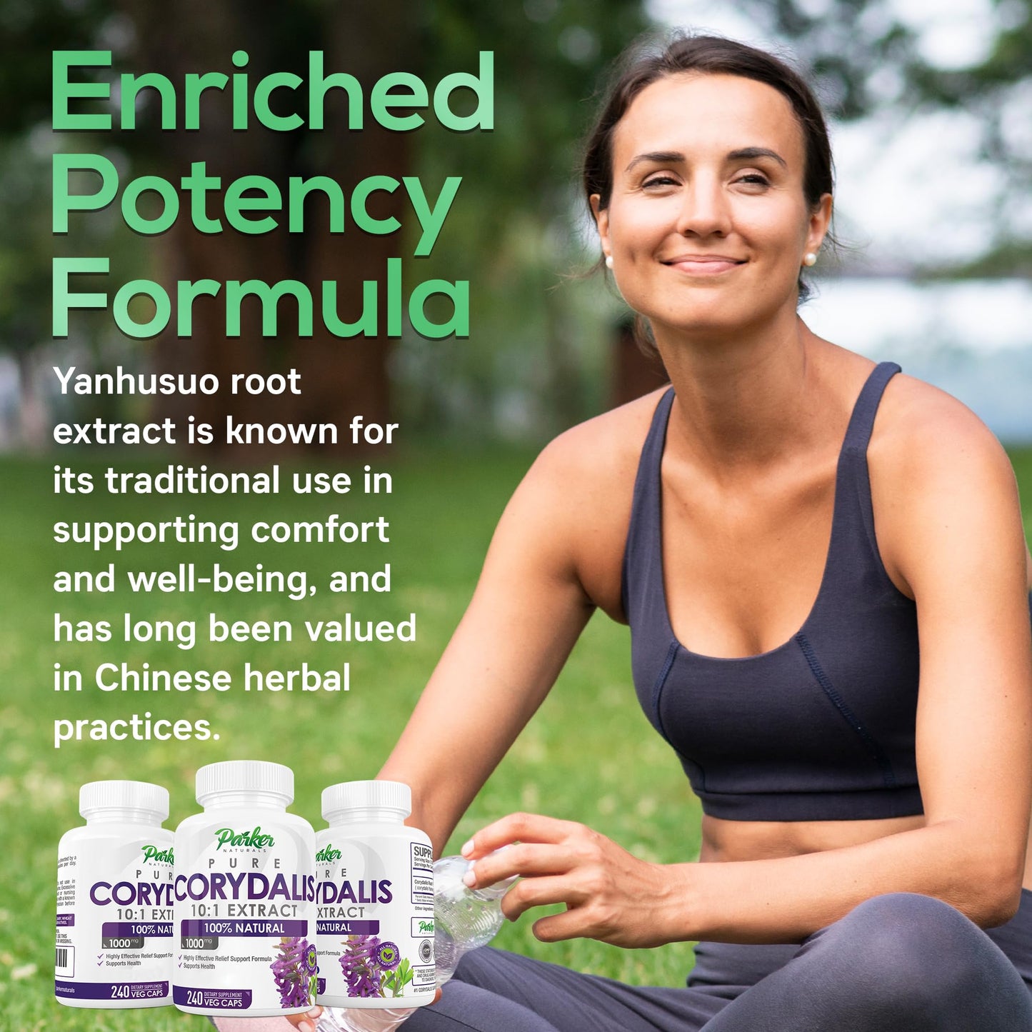 Parker Naturals Pure Corydalis Root Extract Capsule - 1000mg Strength, 10:1 Corydalis Yanhusuo Extract, Natural Relief, Long Lasting, 100% Vegetarian, 120 Servings, 240 Count - Maple Wellness Supplements
