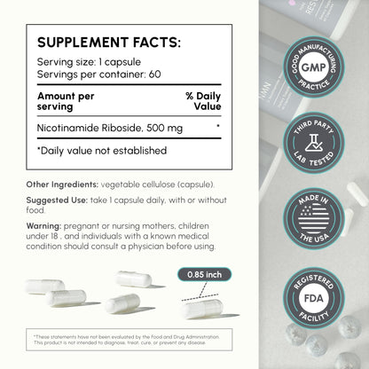 partiQlar NR Supplement - High Purity Nicotinamide Riboside Capsules - NAD+ Booster for Anti-Aging, Cellular Energy & Repair - Maple Wellness Supplements