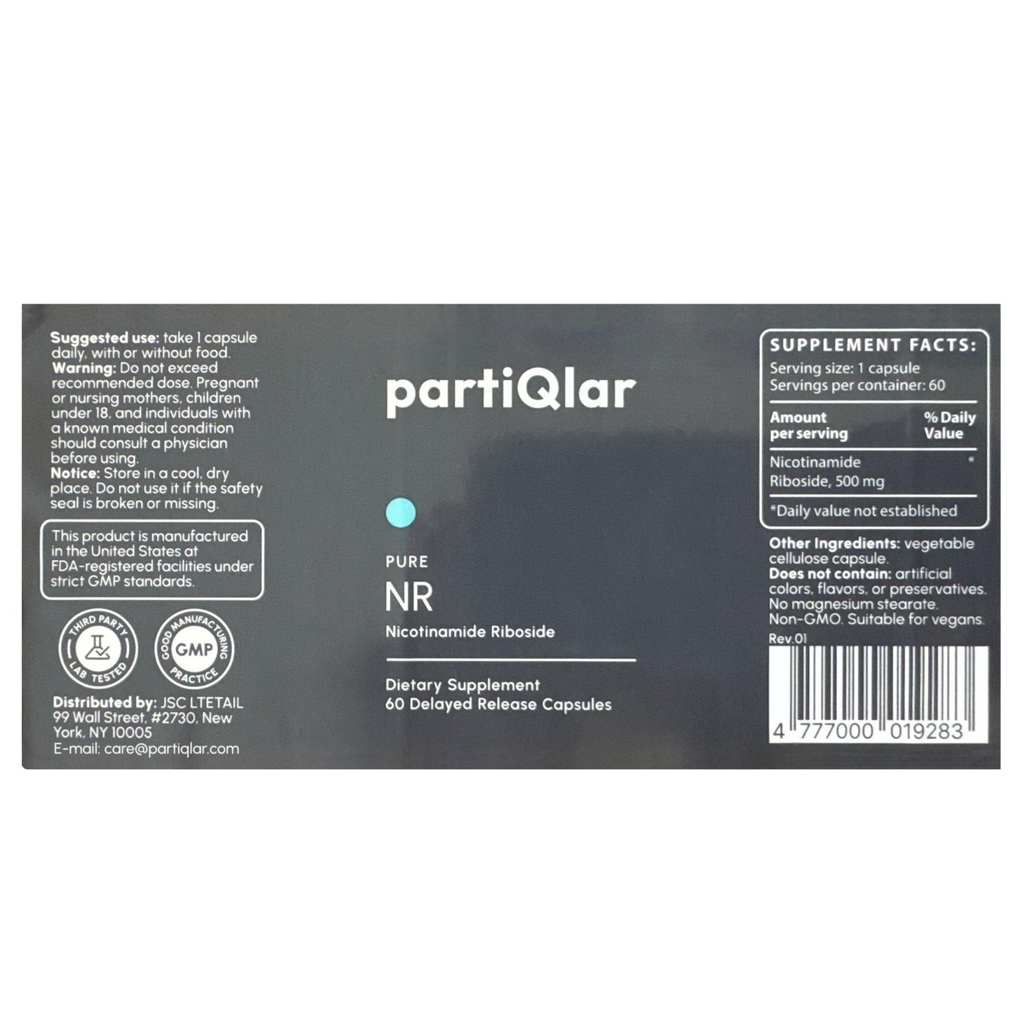 partiQlar NR Supplement - High Purity Nicotinamide Riboside Capsules - NAD+ Booster for Anti-Aging, Cellular Energy & Repair - Maple Wellness Supplements