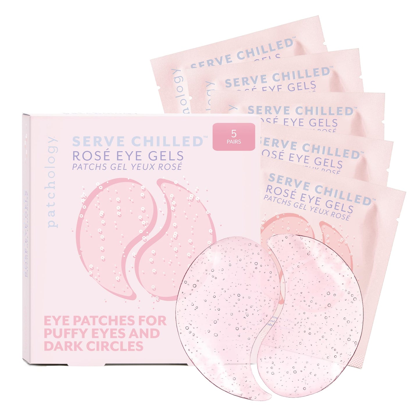 Patchology Serve Chilled Rosé Hydrating Under Eye Patches – Hyaluronic Acid & Antioxidant-Infused Eye Masks to Reduce Dark Circles - Maple Wellness Supplements