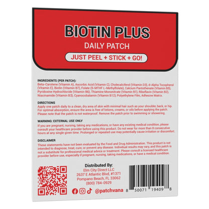 Patchvana Biotin Plus Patch for Women & Men, 1 Month Supply, 30 Patches - Maple Wellness Supplements