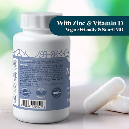 Pattern Wellness Magnesium Complex – Supports Muscle, Bone & Relaxation Health – with Zinc & Vitamin D – Daily Support Formula – 60 Vegan Capsules - Maple Wellness Supplements