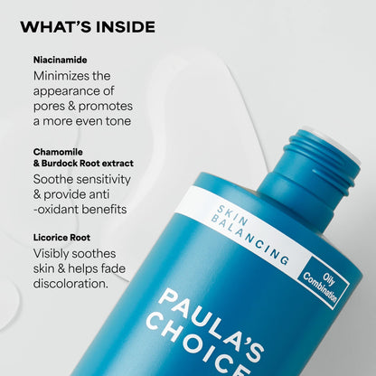 Paula's Choice Skin Balancing Pore-Reducing Face Toner with Niacinamide, for Oily Skin & Combination, Minimizes Large Pores, - Maple Wellness Supplements