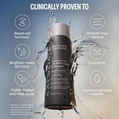 Paulas Choice - SKIN PERFECTING 2% BHA Liquid Salicylic Acid Exfoliant - Facial Exfoliant for Blackheads, Enlarged Pores, Wrinkles & Fine Lines, 4 oz Bottle - Maple Wellness Supplements