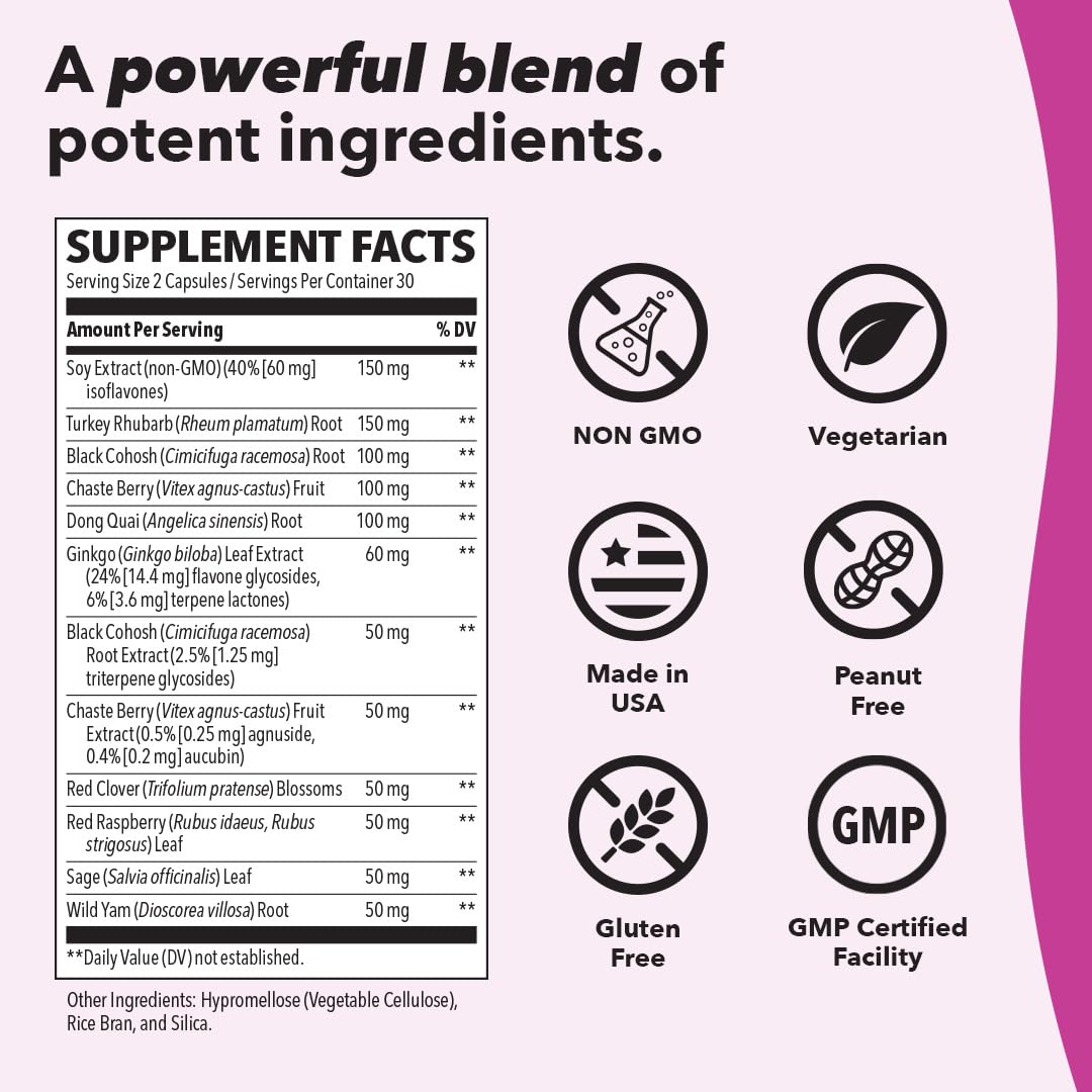 Pausitivi-T - Menopause Support Supplement - Powerful Relief for Hot Flashes, Hormone Imbalance & Night Sweats - Nourishes Tissue - Sage, Chasteberry, Soy Isoflavones & Black Cohosh - 60 Capsules - Maple Wellness Supplements