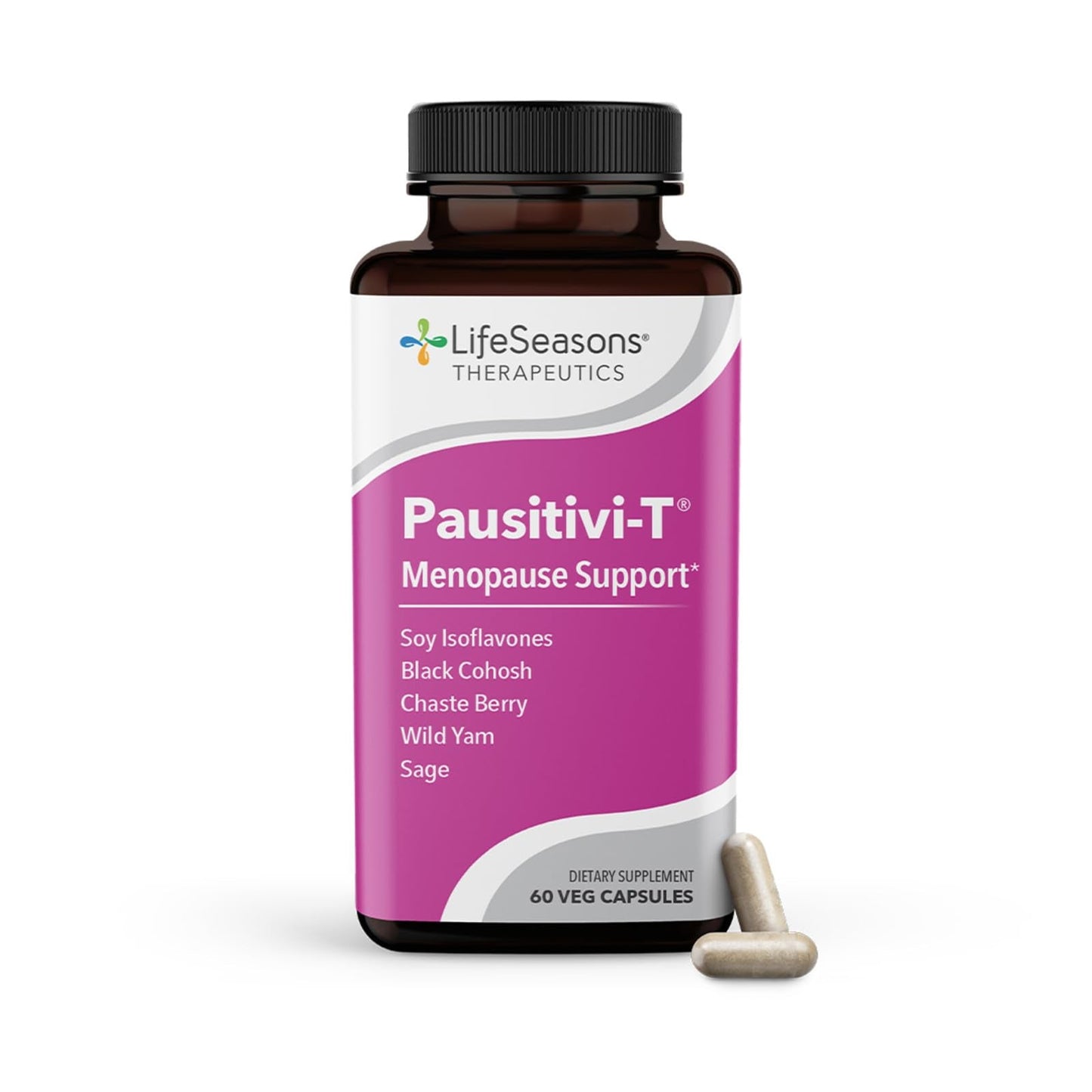 Pausitivi-T - Menopause Support Supplement - Powerful Relief for Hot Flashes, Hormone Imbalance & Night Sweats - Nourishes Tissue - Sage, Chasteberry, Soy Isoflavones & Black Cohosh - 60 Capsules - Maple Wellness Supplements