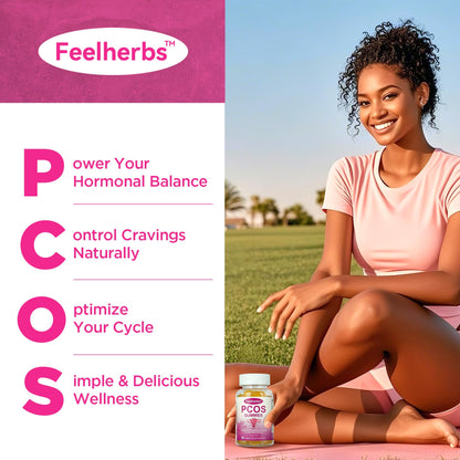 PCOS Gummies for Women Menstrual Cycle & Hormonal Balance, 60 Count Ovarian Support Gummies with Myo-Inositol, Folate and Vitamins, Orange Flavor PCOS Vitamins Gummies Helps Fertility and Ovulation - Maple Wellness Supplements