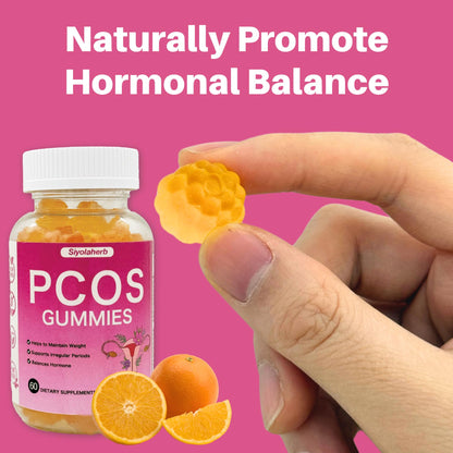 PCOS Vitamins Gummies for Women Hormone Balance & PCOS Relief & Fertility Support, 60 Ovarian Support Vitamins with Inositol for Healthy Menstrual Cycle, Inositol Gummies for Hirsutism and Acne - Maple Wellness Supplements