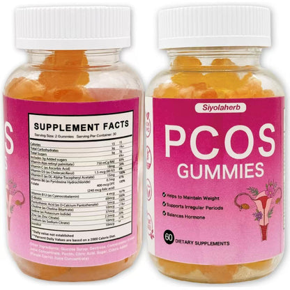 PCOS Vitamins Gummies for Women Hormone Balance & PCOS Relief & Fertility Support, 60 Ovarian Support Vitamins with Inositol for Healthy Menstrual Cycle, Inositol Gummies for Hirsutism and Acne - Maple Wellness Supplements