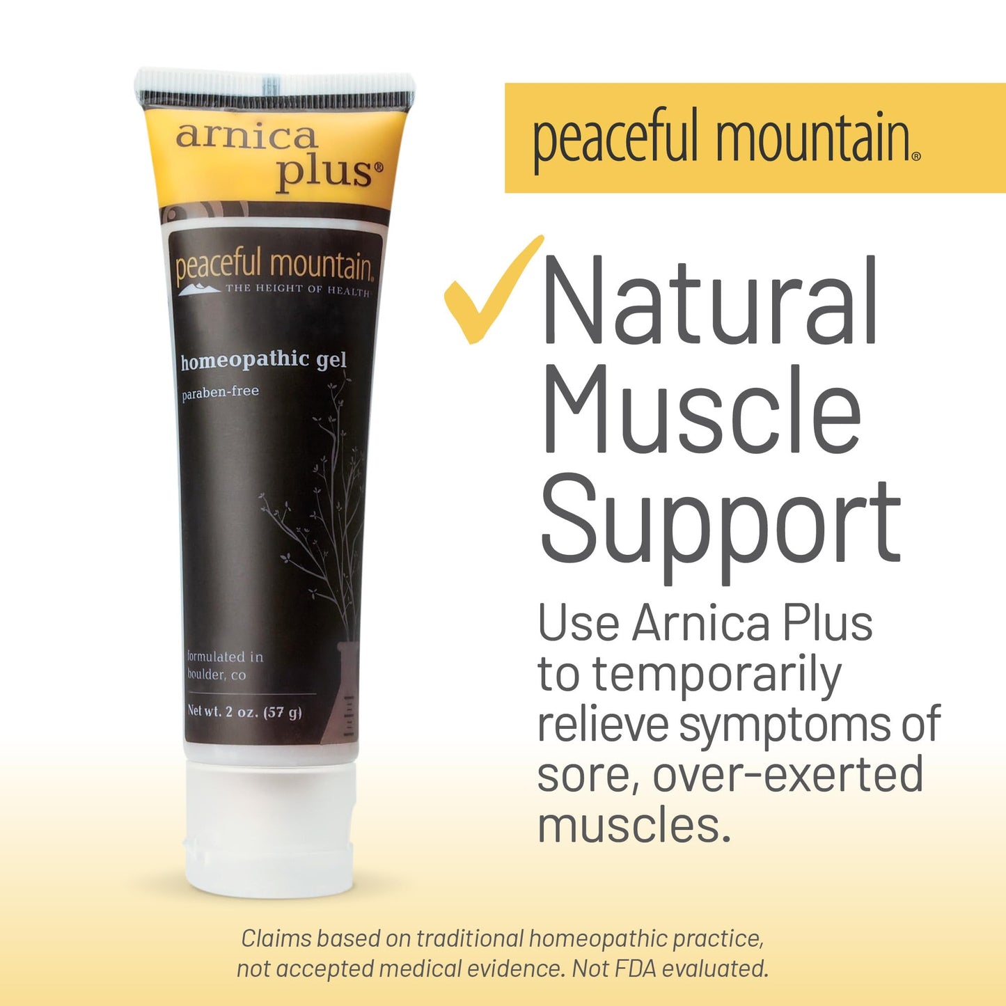 Peaceful Mountain Arnica Plus Homeopathic Gel - Natural Homeopthic Gel for Sore or cramping Muscles - 2oz - Maple Wellness Supplements