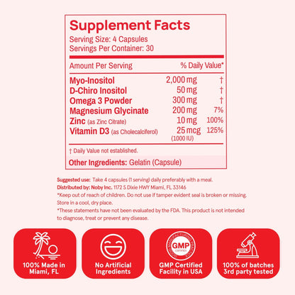 Peach Perfect Inositol Multivitamin – Myo-Inositol & D-Chiro 40:1 Blend, Omega-3, Vitamin D3, Magnesium, Zinc – Supports Women’s Health, Mood, Energy, Supplement – 30 SVG - Maple Wellness Supplements