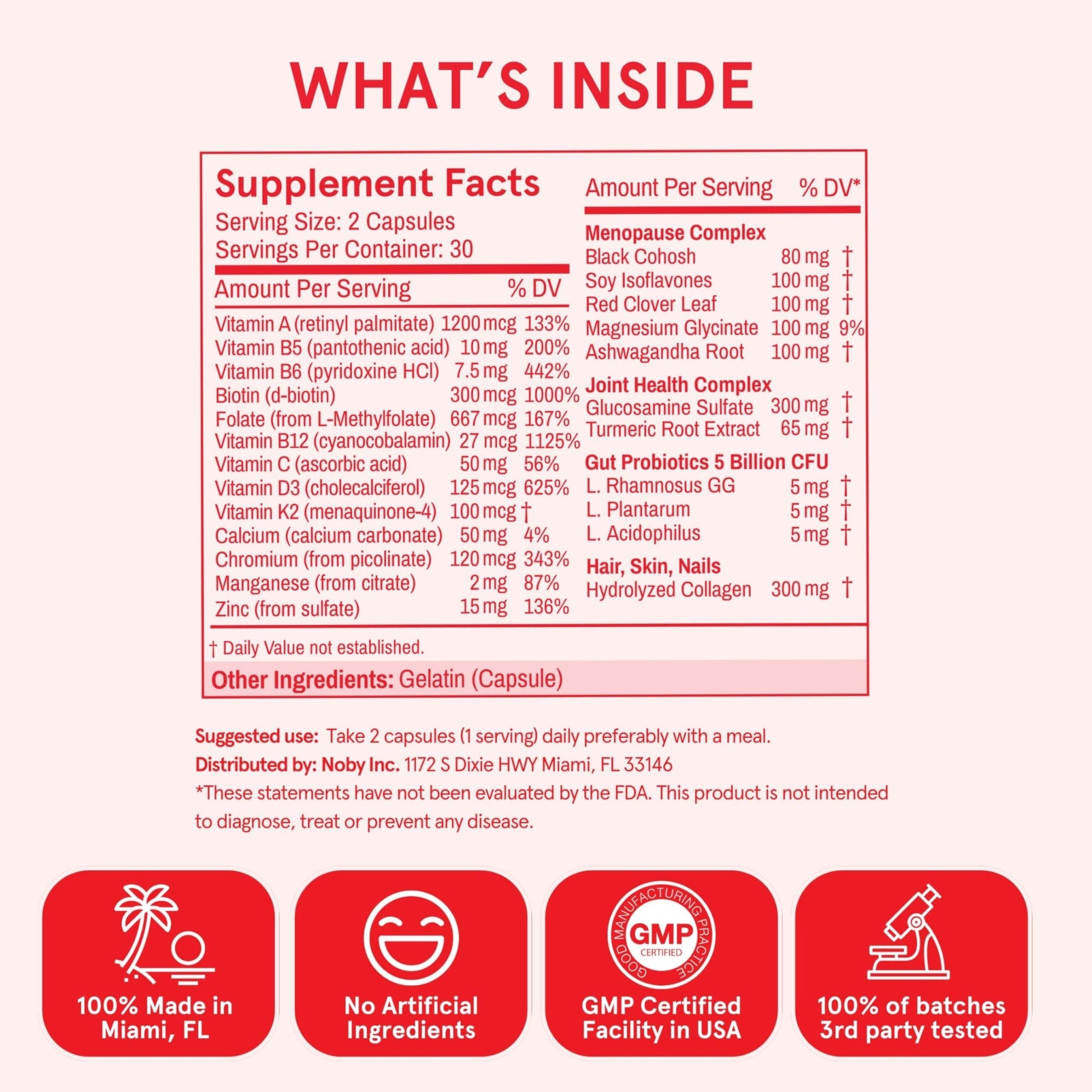Peach Perfect Menopause Multivitamin | 21 Vitamins for Women 45+ | Black Cohosh, Ashwagandha, Vitamin D3+K2, Probiotics & Collagen | Support for Hot Flashes, Mood Swings, Joint & Skin Health | 30 SVG - Maple Wellness Supplements