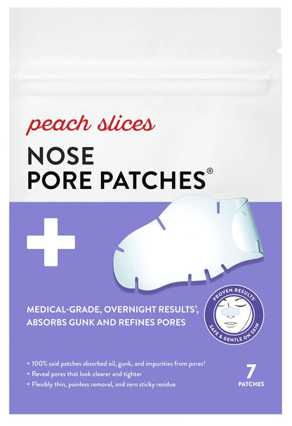 Peach Slices - Nose Pore Patches (7 ct) - Overnight Blackhead Remover - Pore Strips - Absorbs Gunk - Thin, Flexible & Painless - Hydrocolloid Patches - Maple Wellness Supplements