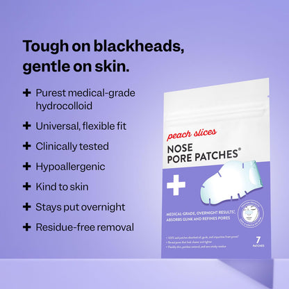 Peach Slices - Nose Pore Patches (7 ct) - Overnight Blackhead Remover - Pore Strips - Absorbs Gunk - Thin, Flexible & Painless - Hydrocolloid Patches - Maple Wellness Supplements