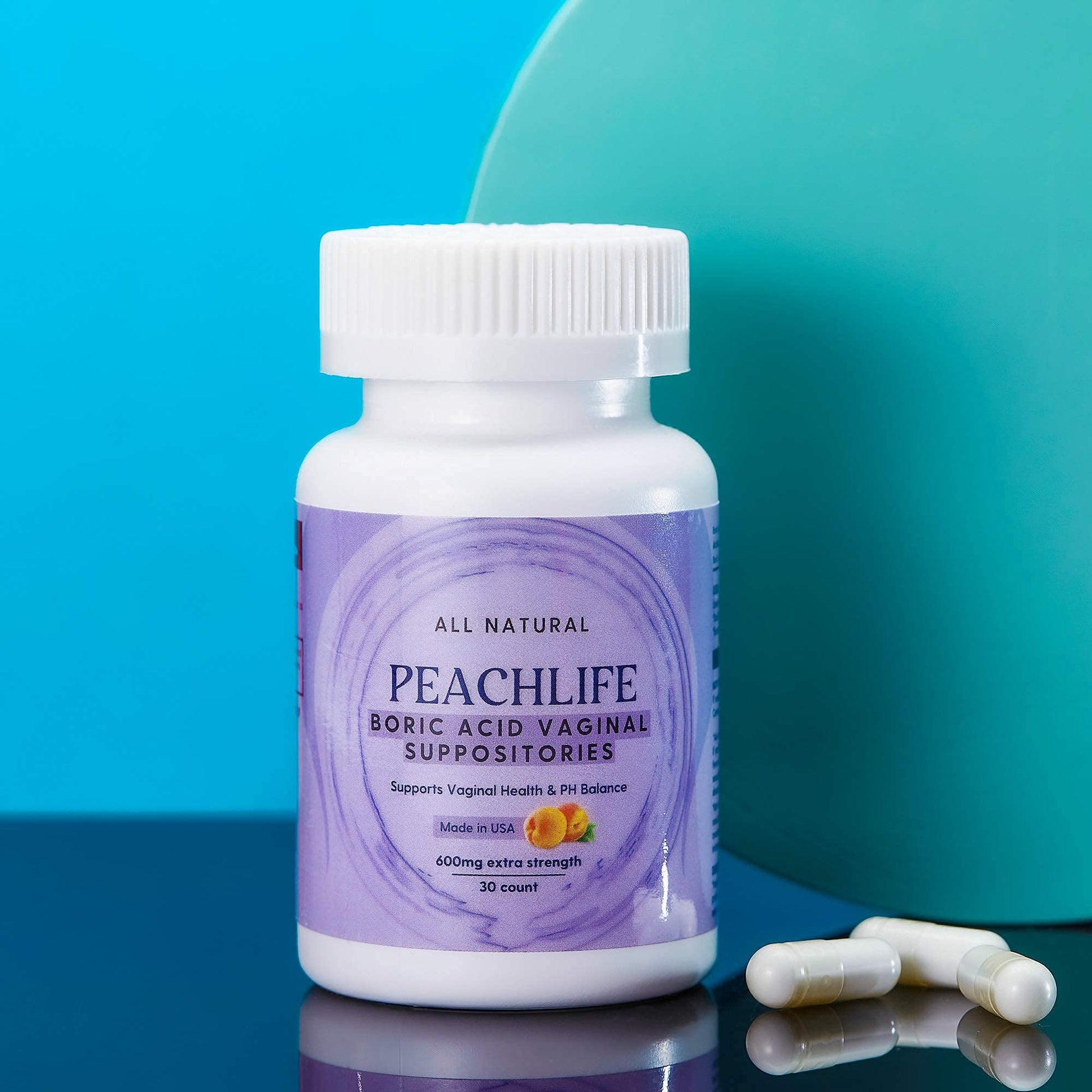 Peachlife Boric Acid Suppositories and Small Soft Menstrual Cup with Ring Pull - Maple Wellness Supplements
