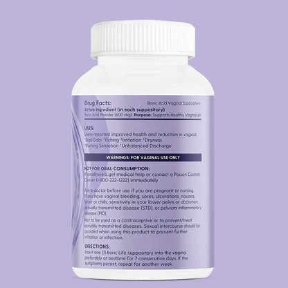Peachlife Boric Acid Suppositories in Vegetable Capsules - USA Made - Vaginal pH - Maple Wellness Supplements