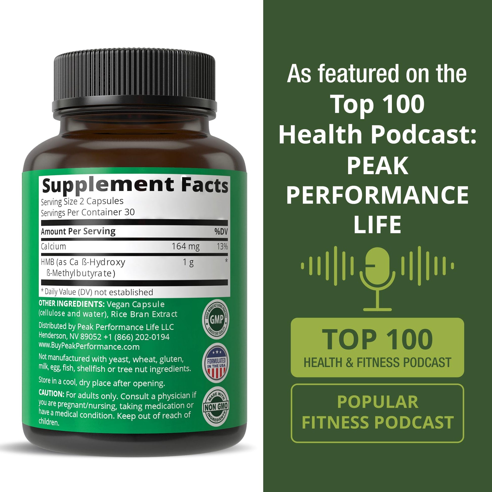 Peak Performance Advanced HMB Supplement for Men & Women. Calcium Beta Hydroxy Beta-Methylbutyrate Capsules. Supplements for Strength, Recovery, & Lean Muscle. 1000mg of Pure HMB Per Serving - Maple Wellness Supplements