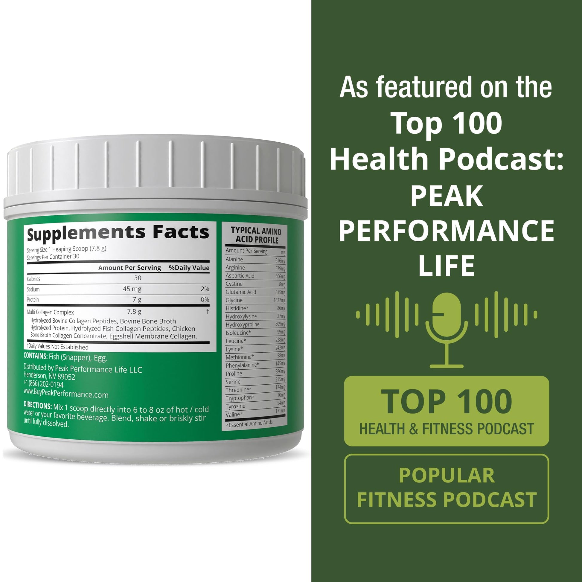 Peak Performance All 5 Multi-Collagen Protein Powder Peptides Multi-Collagen Contains All Types I, II, III,V, X. Keto, Paleo Friendly with Hydrolyzed Bovine, Marine, Chicken, Bone Broth Collagens - Maple Wellness Supplements