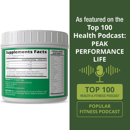 Peak Performance All 5 Multi-Collagen Protein Powder Peptides Multi-Collagen Contains All Types I, II, III,V, X. Keto, Paleo Friendly with Hydrolyzed Bovine, Marine, Chicken, Bone Broth Collagens - Maple Wellness Supplements
