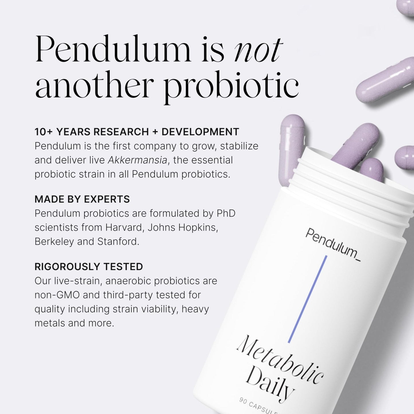 Pendulum Metabolic Daily - Multi-Strain Probiotic with Akkermansia muciniphila to Support Metabolism and Sustain Energy Levels - for Women and Men - 90 Capsules (1 Pack) - Maple Wellness Supplements