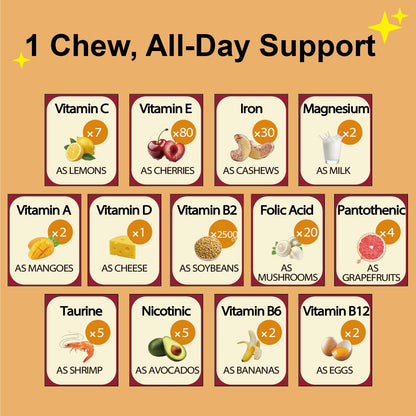 Pentavite She Charge Multivitamin for Women, Pineapple Tropical Chew, Daily Vitamin Supplements with Folate, Support Energy, Calm & Focus, Skin Defense and Cycle - Maple Wellness Supplements
