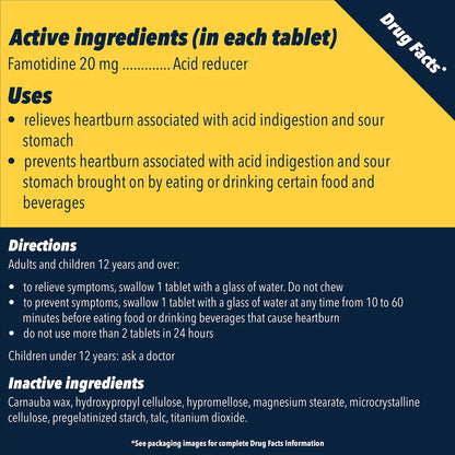 Pepcid AC Maximum Strength Heartburn Relief Tablets, OTC Medicine Prevents & Relieves Heartburn & Acid Reflux Due to Acid Indigestion, 20mg Famotidine Acid Reducer, Fast-Acting, 25 ct - Maple Wellness Supplements