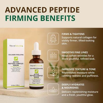 Peptide Complex Serum with Matrixyl 3000 (2 oz, Double-Sized) Minimizes Look of Fine Lines & Deep Wrinkles, Crow's Feet, Crepey Skin. Lightweight Anti Aging Moisturizer for Face & Neck - Maple Wellness Supplements