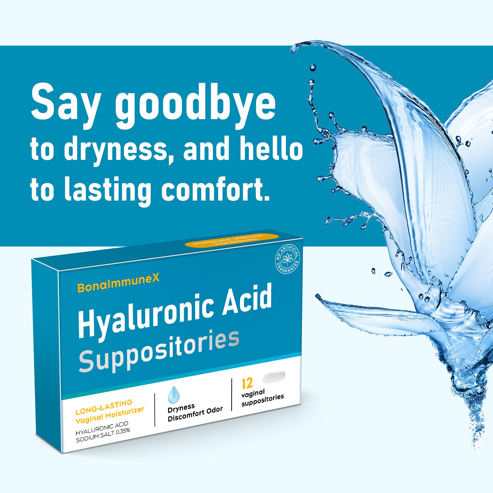 Peralpow Hyaluronic Acid Vaginal Suppositories 10 mg for Women | Vaginal Moisturizer for Dryness, Itching & Irritation | Menopause & Intimate Care with Coconut Fatty Acids | Estrogen Free, 12 Count - Maple Wellness Supplements
