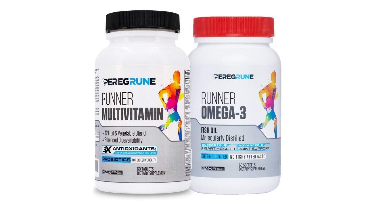 PEREGRUNE Runner Multivitamin & Omega 3 Bundle (1 Month Supply) | Antioxidants for Health & Recovery | Vitamin B Complex for Endurance, Energy, VO2 Max | Joints & Heart: 1,000mg Fish Oil - Maple Wellness Supplements
