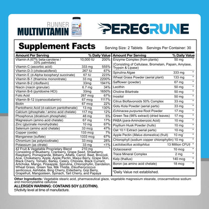 PEREGRUNE Runner Multivitamin & Omega 3 Bundle (1 Month Supply) | Antioxidants for Health & Recovery | Vitamin B Complex for Endurance, Energy, VO2 Max | Joints & Heart: 1,000mg Fish Oil - Maple Wellness Supplements