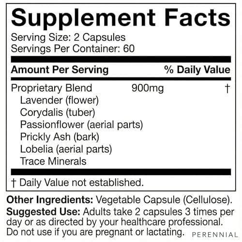 Perennial Nervana – Herbal Nerve Support for Tingling, Burning & Numbness Relief – Promotes Calm Focus & Stress Resilience – Non-Drowsy Mood Balance – 120ct* - Maple Wellness Supplements