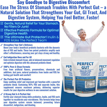 Perfect Gut: Inulin FOS Powder for Gut Health. Prebiotic Inulin. Unique Prebiotic 95% FOS Inulin Agave Fiber - Maple Wellness Supplements