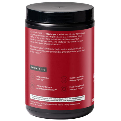 Perfect Keto Nootropic Brain Support, Caffeine Free Focus and Energy Supplement with Alpha Lipoic Acid, L Theanine, Ginkgo Biloba, Alpha GPC, MCT's, Collagen, Ketones, Chocolate Drink Mix, 15 Servings - Maple Wellness Supplements