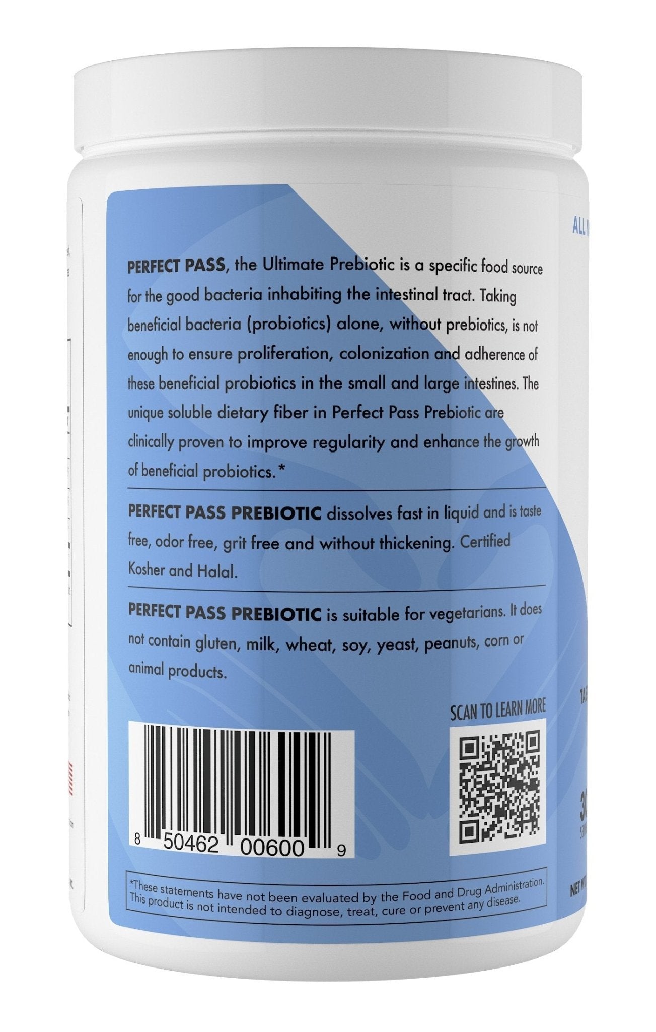 PERFECT PASS Prebiotic PHGG Partially Hydrolyzed Guar Gum 210g Powder - 100% Natural Gluten Free Non GMO - Certified Kosher Vegetarian Sugar Free - Maple Wellness Supplements
