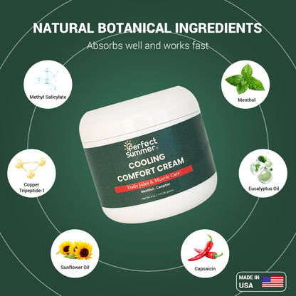 Perfect Summer Cooling Comfort Cream – Muscle Rub & Joint Care – Cooling Relief for Back, Neck, Shoulders & Knees – Non-Greasy, Fast-Absorbing Topical Cream, 4 oz - Maple Wellness Supplements