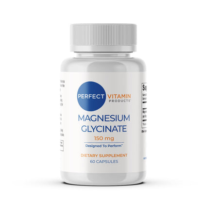 Perfect Vitamin Products Magnesium Glycinate 150mg – Vegan Capsules for Sleep, Stress & Muscle Support – Non-GMO, High Absorption, Gentle on Stomach – (60 Vegan Capsules) - Maple Wellness Supplements