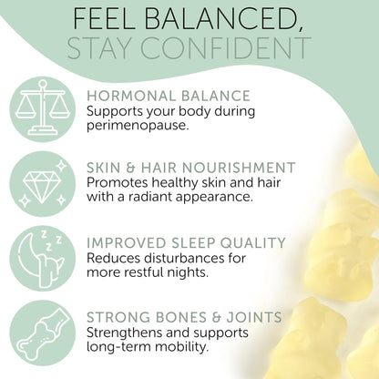 Perimenopause Supplements Women | Premenopausal Gummy Vitamins | Relief for Hormonal Balance & Mood Swings | Supports Menstrual Cycle Regulation | 60 Vegan Gummies - Maple Wellness Supplements