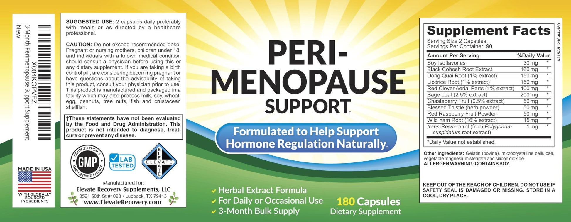 Perimenopause Support (3-Month) Supplement Blend | Women's Health & Hormone Support with 11 Herbs & Extracts | Female Hormonal Balance Supplements | 90-Day Bulk Supply | 180 Capsules - Maple Wellness Supplements