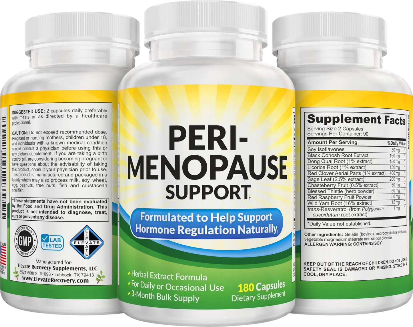Perimenopause Support (3-Month) Supplement Blend | Women's Health & Hormone Support with 11 Herbs & Extracts | Female Hormonal Balance Supplements | 90-Day Bulk Supply | 180 Capsules - Maple Wellness Supplements